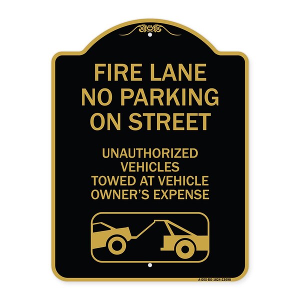 Signmission No Parking on Street Unauthorized Vehicles Towed at Vehicle Owners Expense, A-DES-BG-1824-23690 A-DES-BG-1824-23690 - main